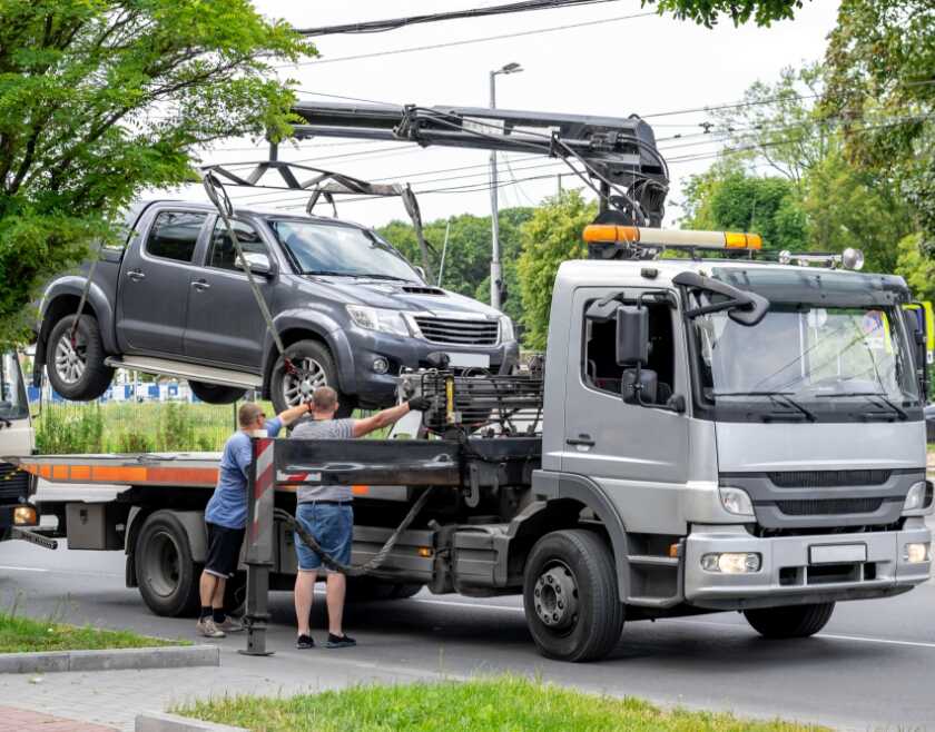 Chain and Hook Tow Truck